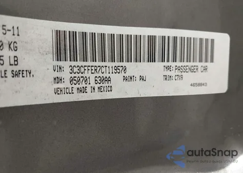 2012 Fiat 500C Lounge z USA, uszkodzony, nr VIN 3C3CFFER7CT119570